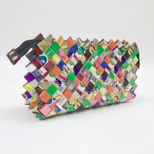 EUC Clutch Purse Spanish Recyled Food Labels